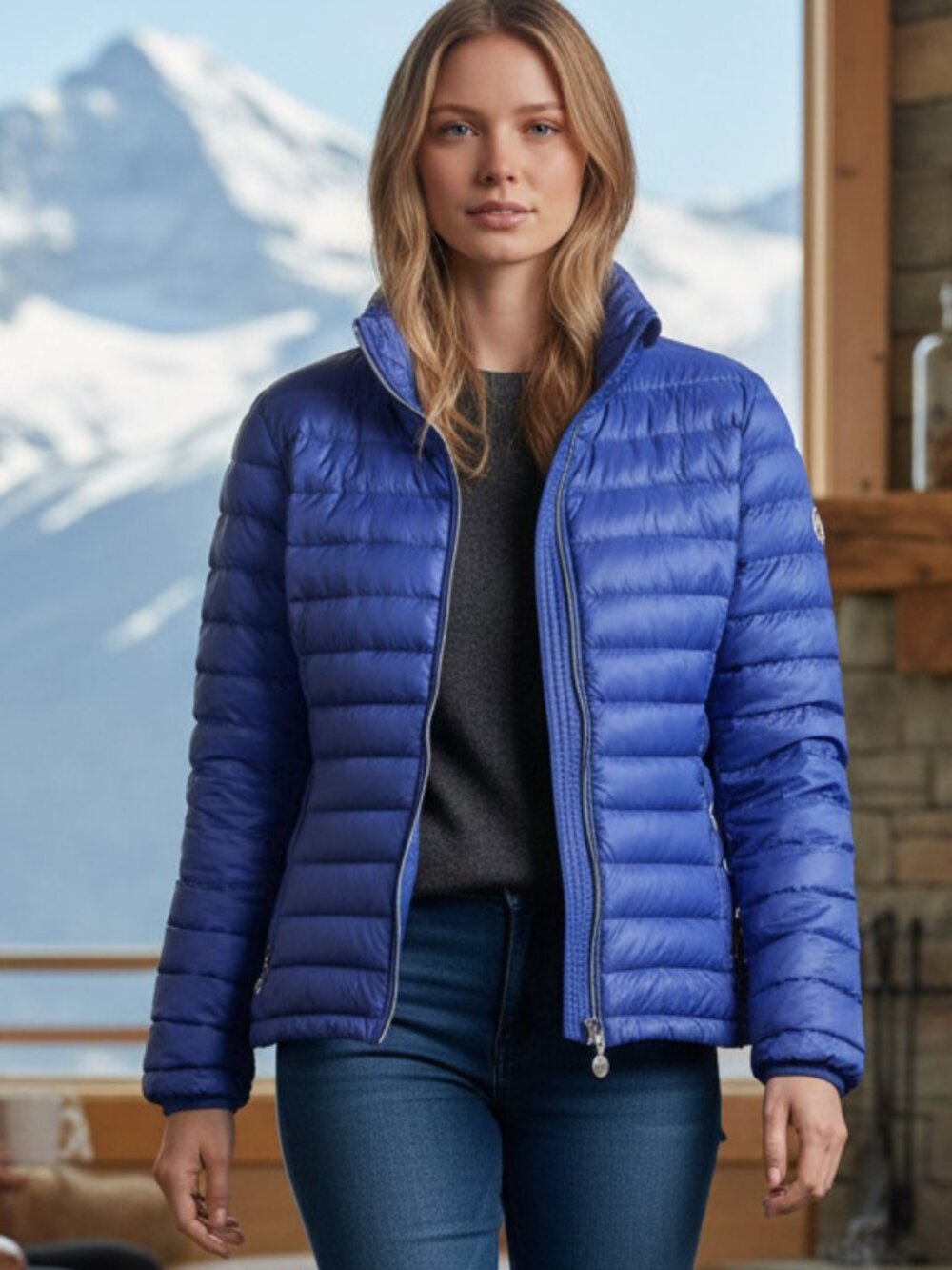 Calvin Klein Cobalt Blue Packable Lightweight Down Puffer Jacket Winter Sz S